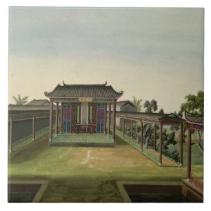 Garden Scene, c.1820-40 (w/c on paper) 2 Tile