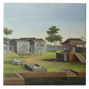 Garden Scene, c.1820-40 (w/c on paper) 3 Tile