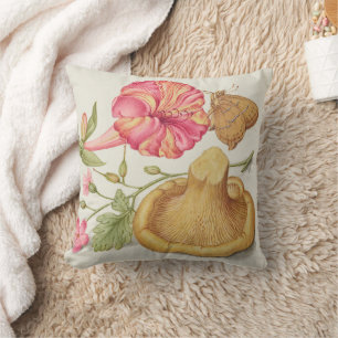 Garden Scene with Flowers, Butterfly and Mushroom Cushion