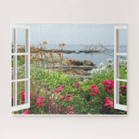 GARDEN SEA WINDOW FRAME SCENIC OGUNQUIT, MAINE 