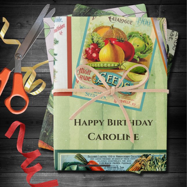 Garden Seed Packet Birthday Wrapping Paper Sheet (Creator Uploaded)