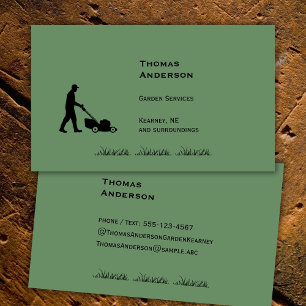 Garden Service Minimalist Green and Black Business Card