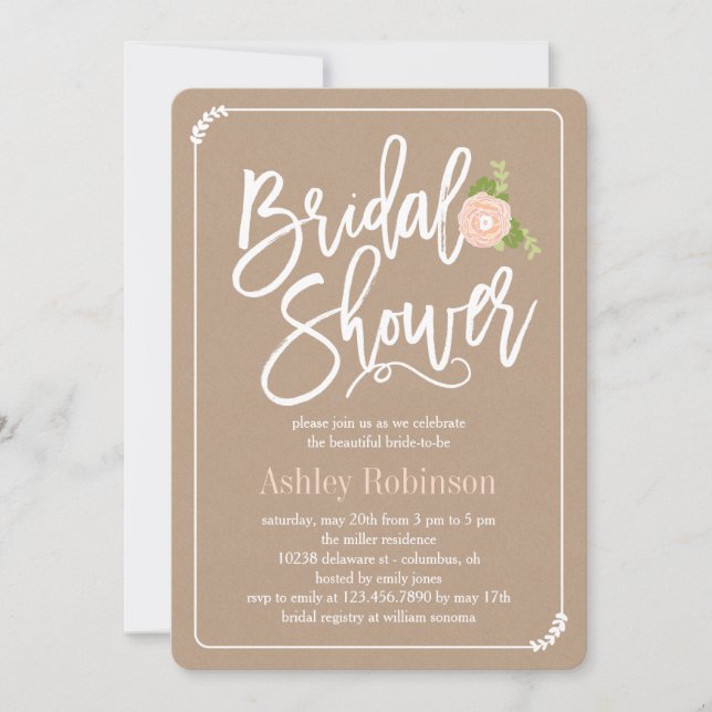 Garden Shower Bridal Shower Invitation Kraft (Front)