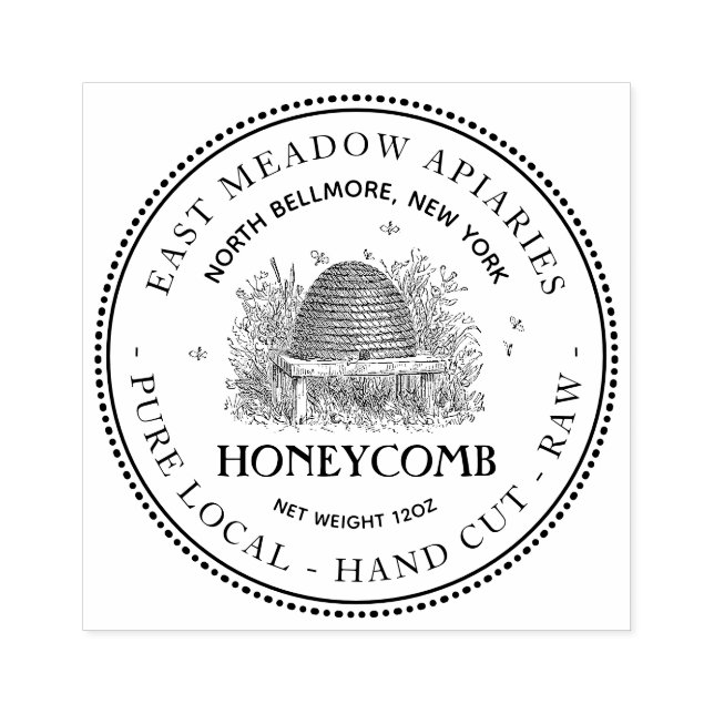 Garden Skep Hive Hand Cut Honeycomb Stamp (Imprint)