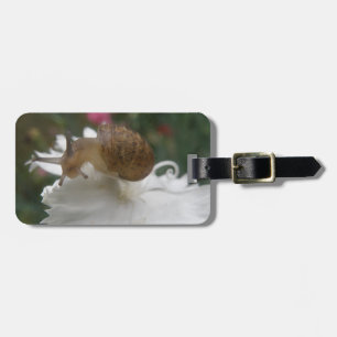 Garden Snail and White Carnation Custom Luggage Tag