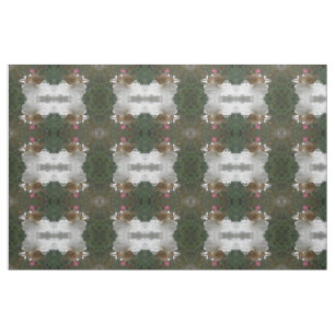 Garden Snail and White Carnation Patterned Fabric