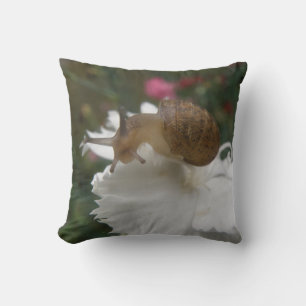 Garden Snail and White Carnation Pillow
