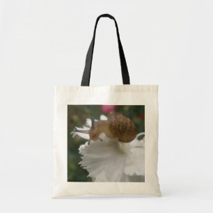 Garden Snail and White Carnation Tote Bag
