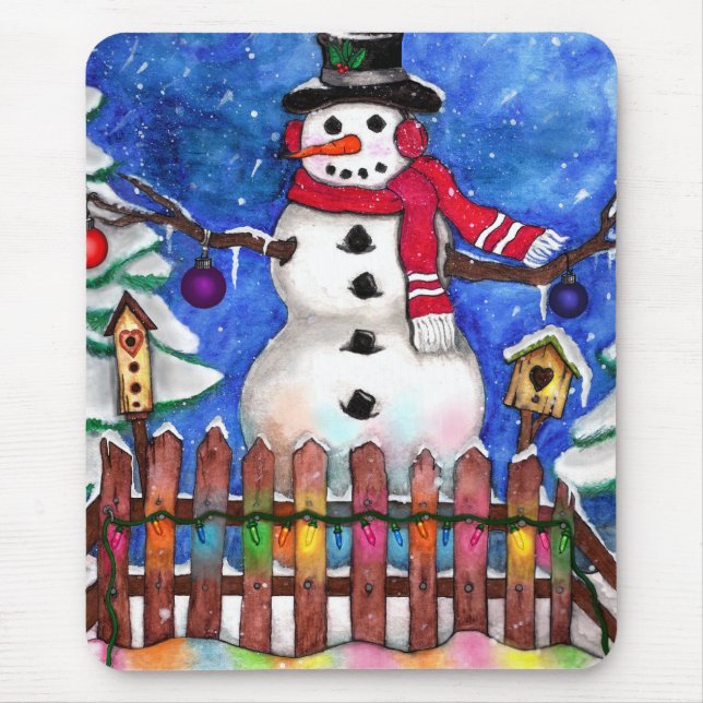 Garden Snowman Mouse Mat (Front)