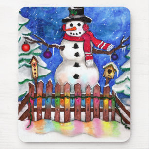 Garden Snowman Mouse Mat