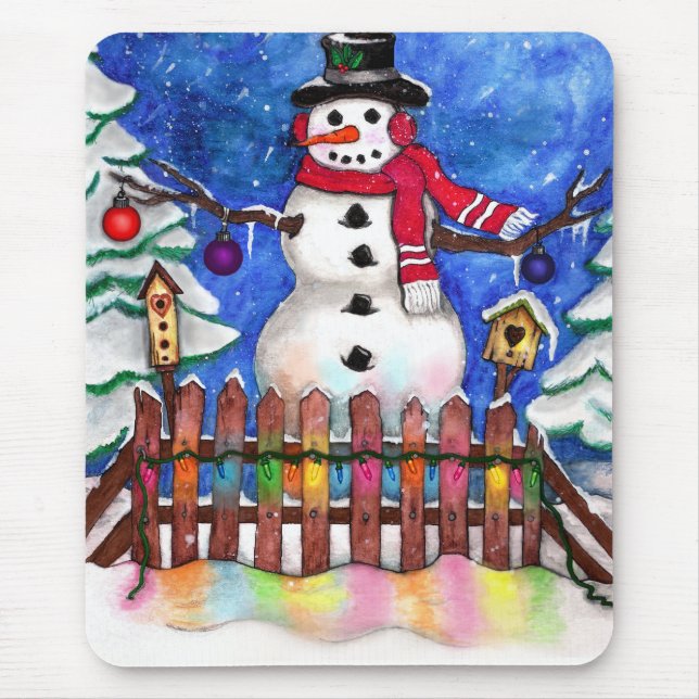 Garden Snowman Mouse Mat (Front)