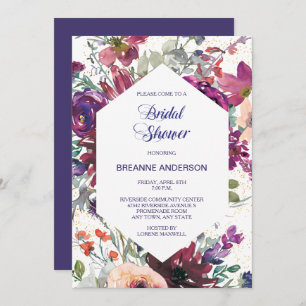 Garden Splash Modern Floral Bridal Shower Invitation