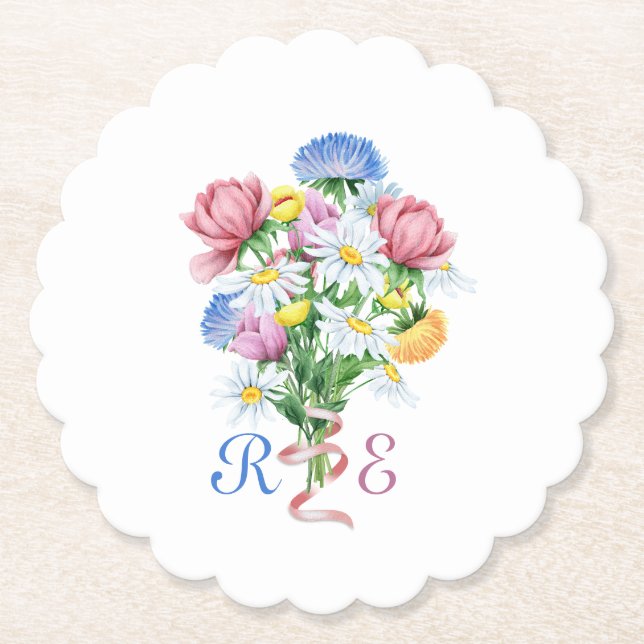 Garden Spring Wedding Paper Coaster (Front)