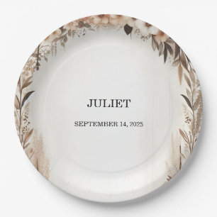 Garden Spring Wood Boho Rustic Bridal Shower Paper Plate