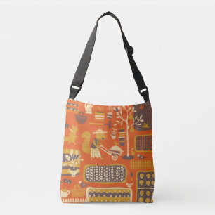 Garden Squirrels: Whimsical Animal Scene Crossbody Bag