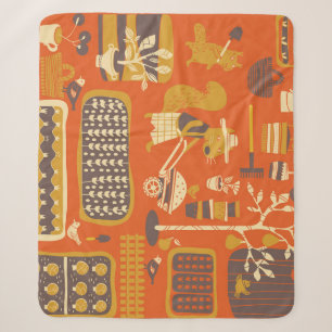 Garden Squirrels: Whimsical Animal Scene Sherpa Blanket
