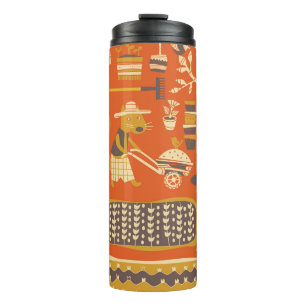Garden Squirrels: Whimsical Animal Scene Thermal Tumbler