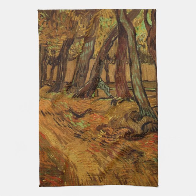 Garden St Paul Hospital Figure by Vincent van Gogh Tea Towel (Vertical)