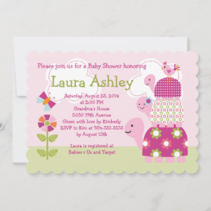 Garden Stacked Turtles Baby Shower Invitation