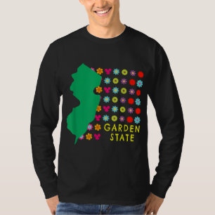 Garden State NJ Pretty Flowers New Jersey Map Grap T-Shirt