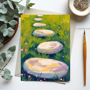Garden Stepping Stones Watercolor Postcard