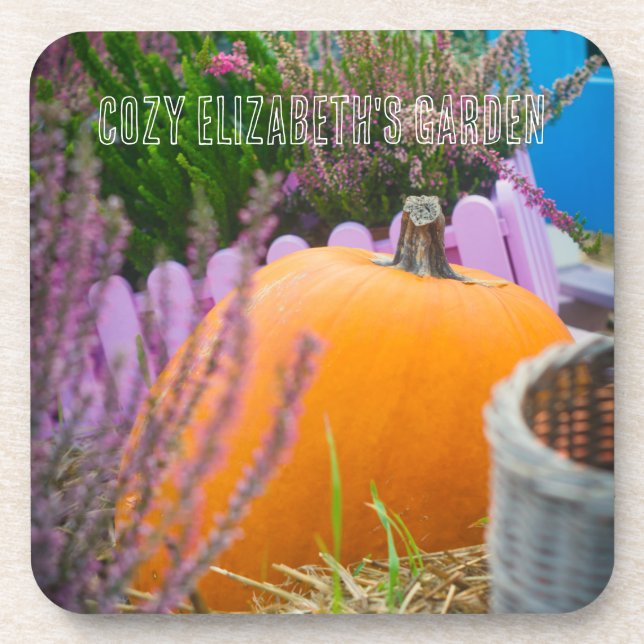 Garden still life with an orange pumpkin coaster (Front)