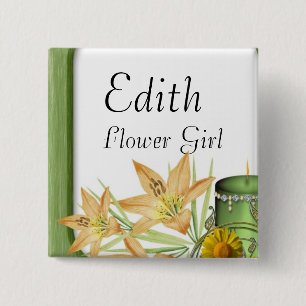 Garden Stylish Classy Flower Girl  Wedding 15 Cm Square Badge