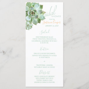 Garden Succulent Bridal Shower Menu