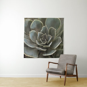 Garden Succulent Green Grey Tones Realistic Art Tapestry