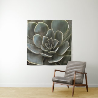 Garden Succulent Green Grey Tones Realistic Art Tapestry
