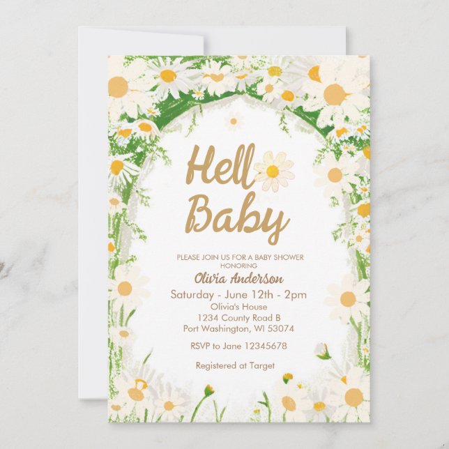 Garden Summer Daisy Hello Baby Baby Shower  Invitation (Front)