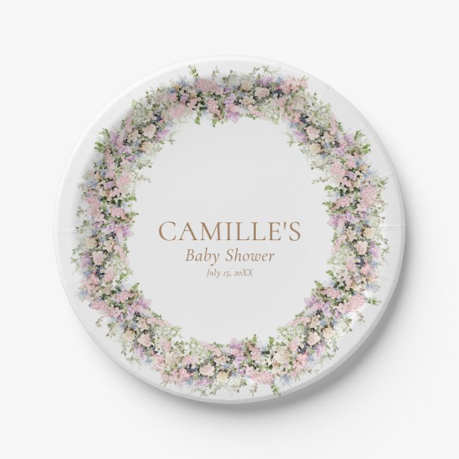 Garden Summer Girl Baby Shower Paper Plates (Front)