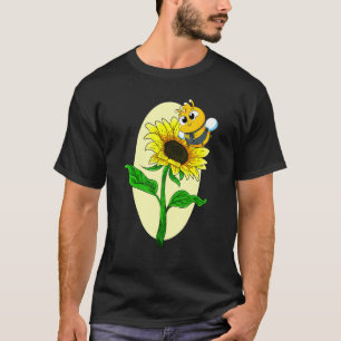 Garden Sunflower Cute Bee Yellow Flower Hippie Sun T-Shirt