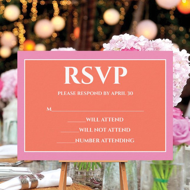 Garden Sunrise Pink Orange Watercolor Wedding RSVP (Creator Uploaded)