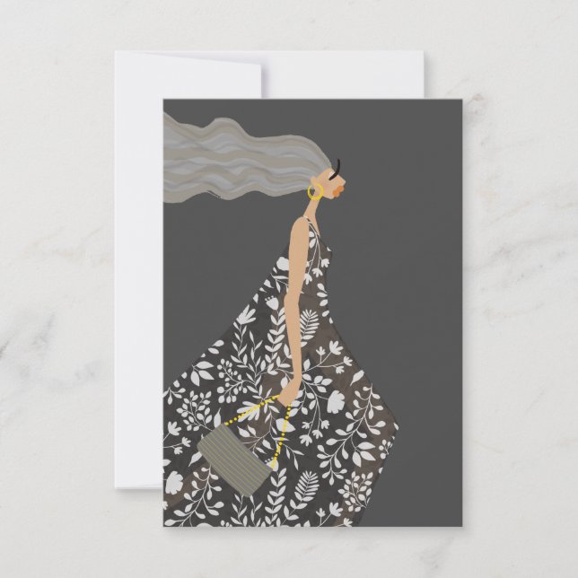 Garden Swag Fashionista Fashion Illustration Thank You Card (Front)