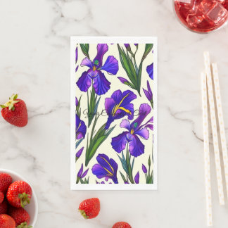 Garden Symphony: Iris Floral Pattern Napkin