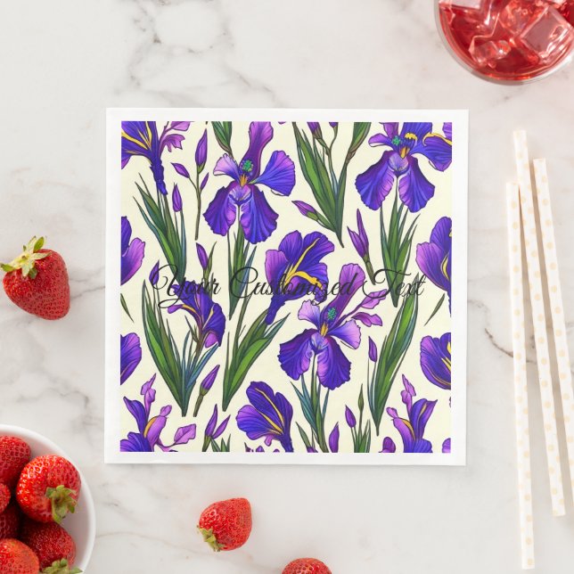 Garden Symphony: Iris Floral Pattern Napkin (Insitu)