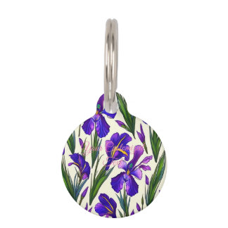 Garden Symphony: Iris Floral Pattern Pet Tag