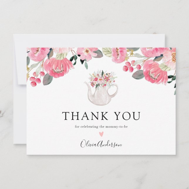 Garden Tea Party Baby Shower Thank You Card (Front)