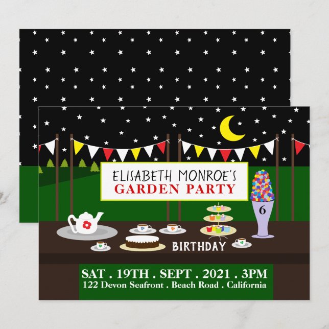 Garden Tea Party, Birthday Party Invitation (Front/Back)