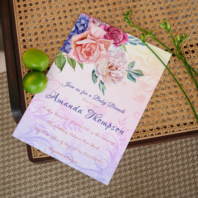 Garden Tea Party Calligraphy Baby Shower Brunch Invitation (Creator Uploaded)