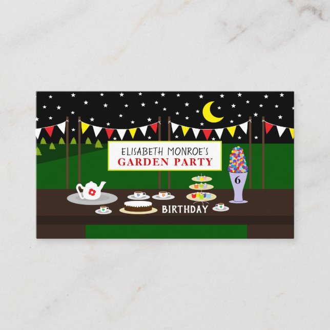 Garden Tea Party, Children's Birthday Party Ticket Enclosure Card (Front)