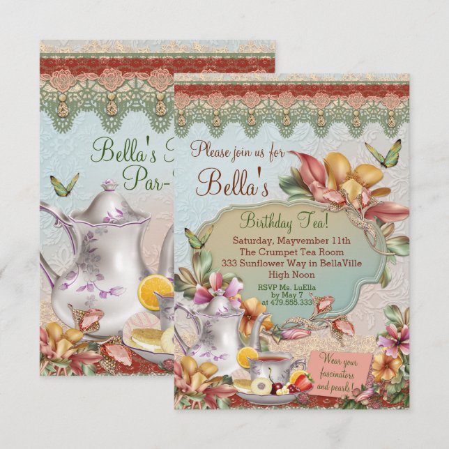 Garden Tea Party Invitation (Front/Back)