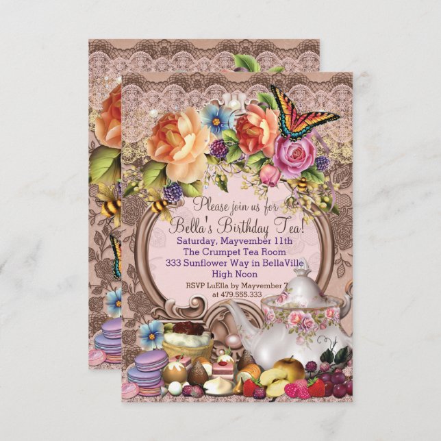 Garden Tea Party Invitation (Front/Back)