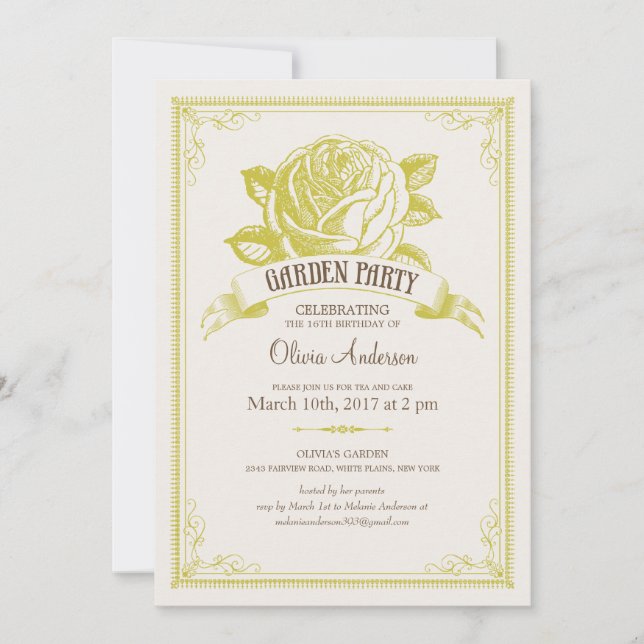 Garden Tea Party Invitations (Front)