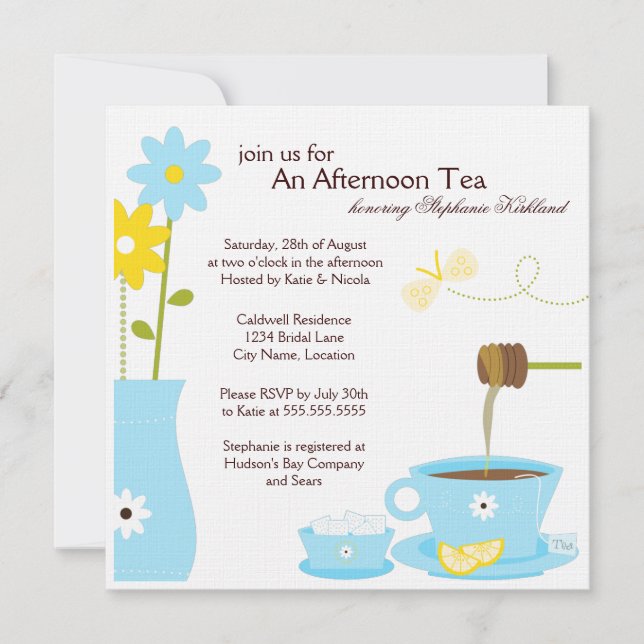 Garden Tea Party Luncheon Invitations (Front)