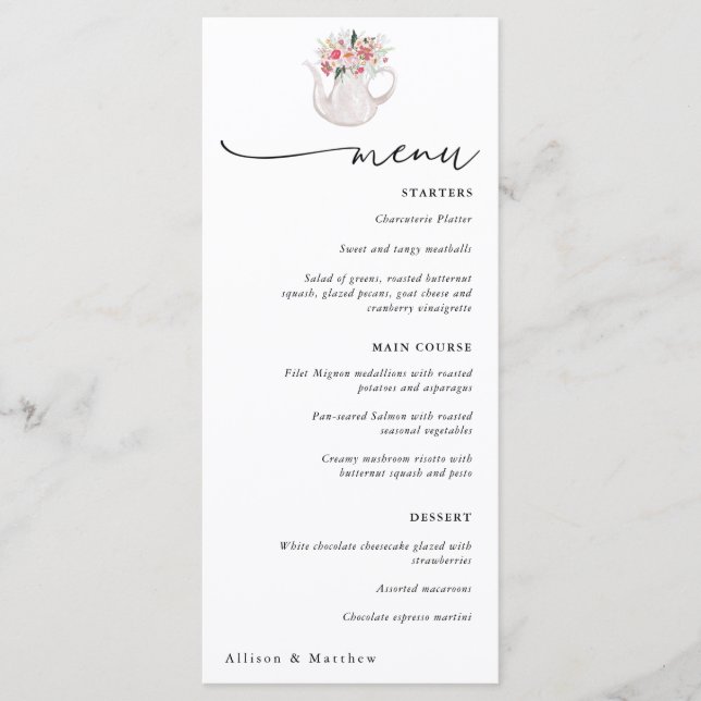 Garden Tea Party Menu (Front)