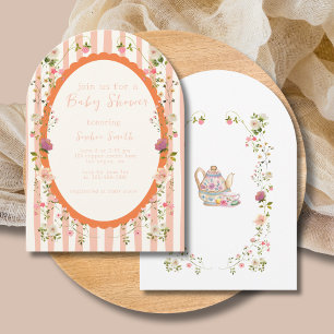 Garden Tea Party Whimsical Wreath Baby Shower Invitation