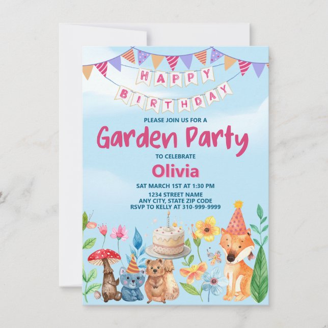 Garden Themed Birthday Party Invitation (Front)