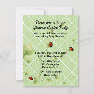 Garden Themed Vines and Ladybugs Invitation